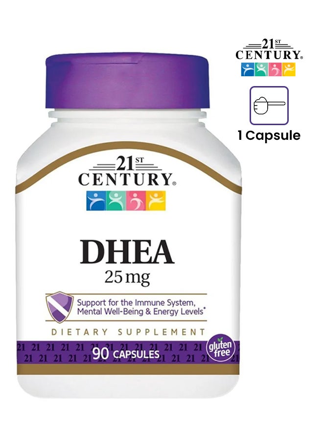 القرن الحادي والعشرون مكمل غذائي DHEA بتركيز 25 ملغ - 90 كبسولة - Image 1